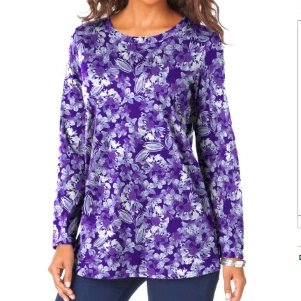 Roamans 6x Beautiful Long Sleeve Crewneck Ultimate Tee-purple--200